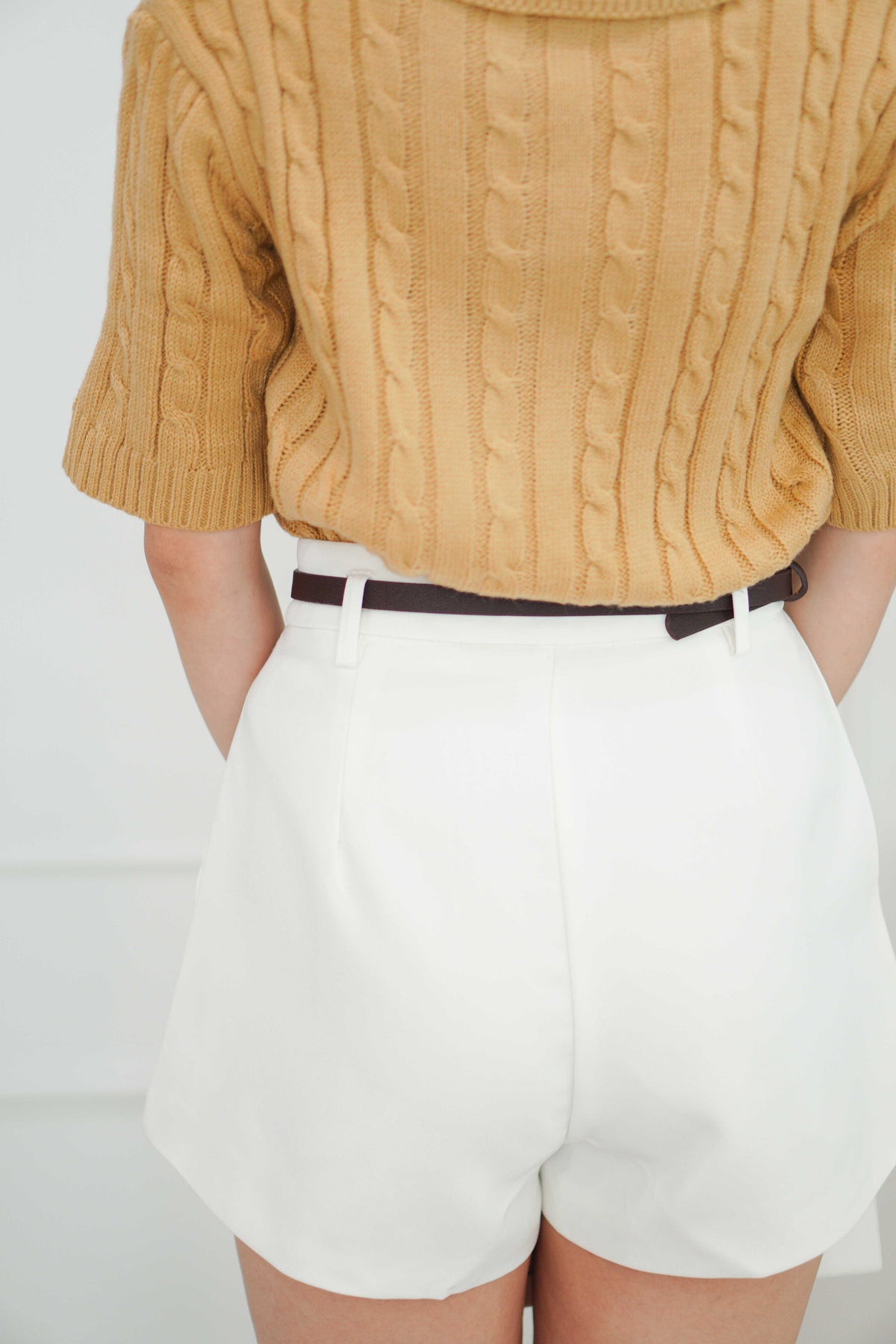 Eris Shorts in White (Free Belt)