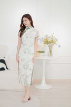 Qing Yao Long Floral Cheongsam in Green