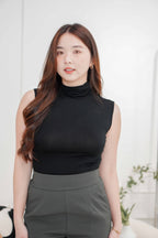 (BACKORDER) Seo High Neck Sleeveless Top in Black