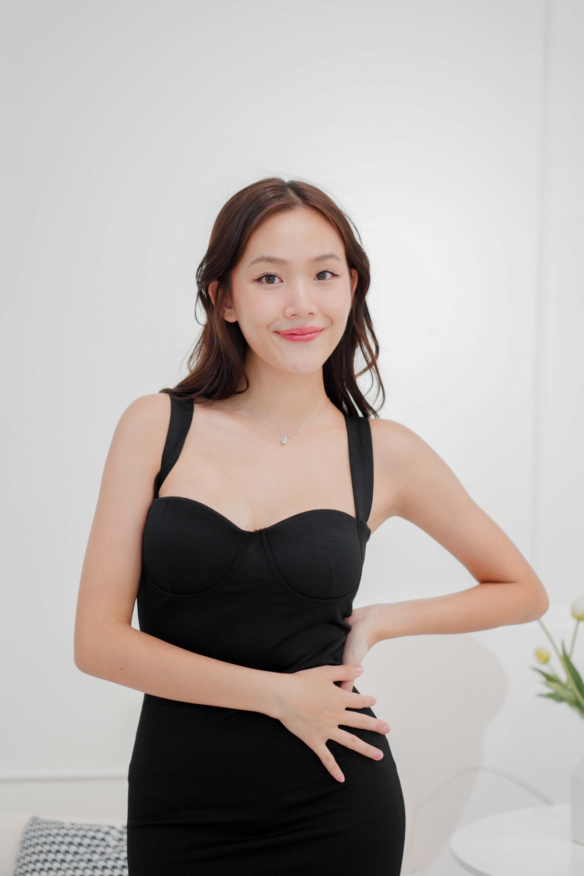 Sharlene Padded Maxi Dress in Black
