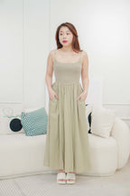 Eletta Maxi Flowy Dress in Green