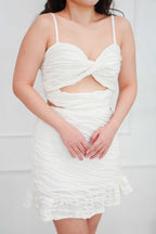 Cloud Veil Textured 2 Piece Skirt Set in Cream White