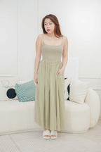 Eletta Maxi Flowy Dress in Green