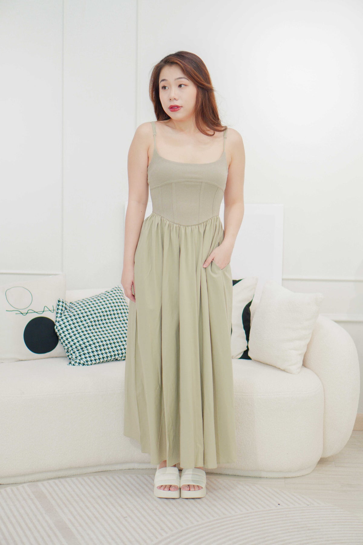 Eletta Maxi Flowy Dress in Green