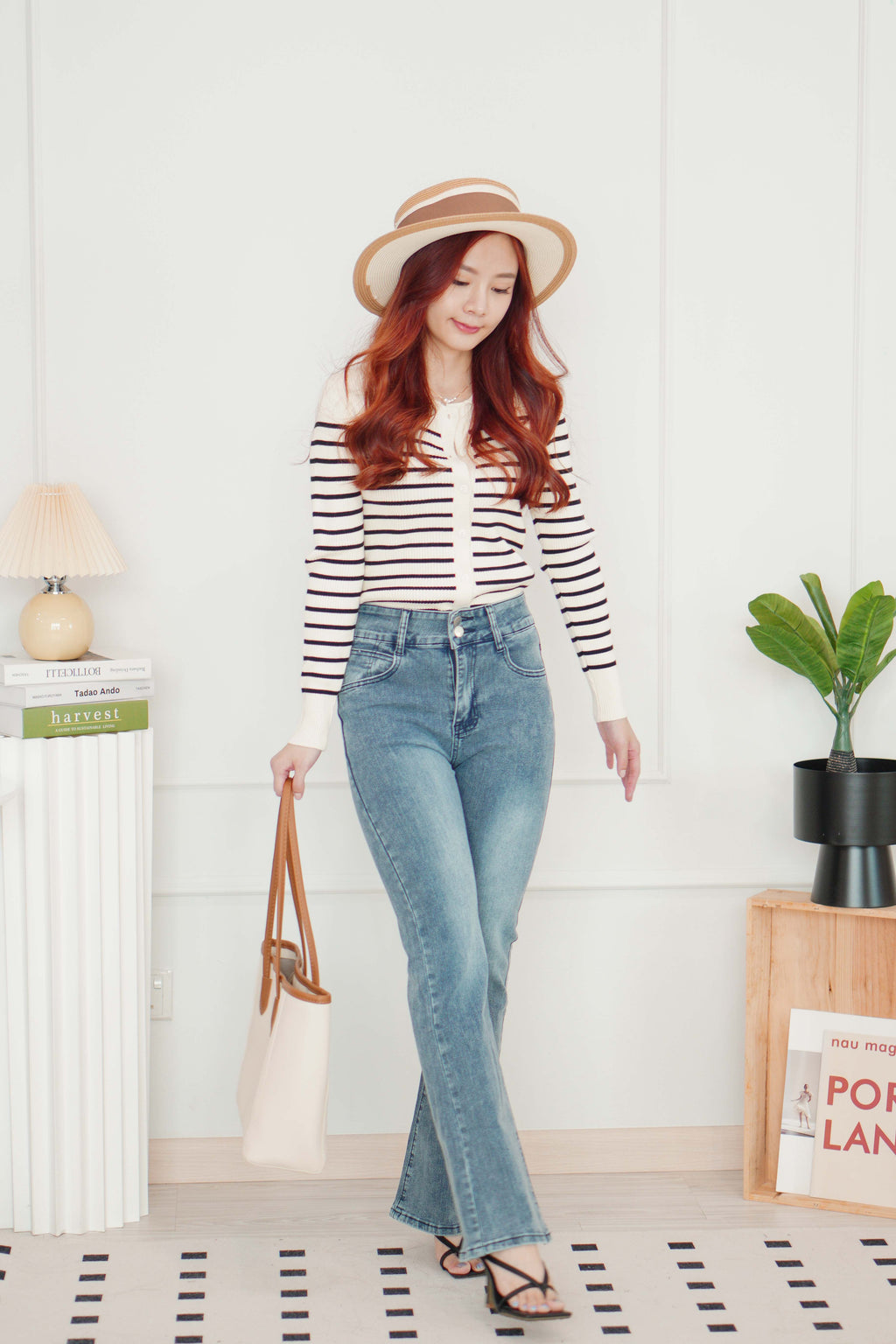 (BACKORDER) Daily News Large Tote Bag in Beige