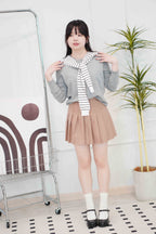 Vince Round Neck Knit Sweater in Light Grey