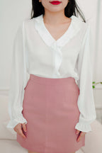 Kyung Ruffle Blouse Top in White
