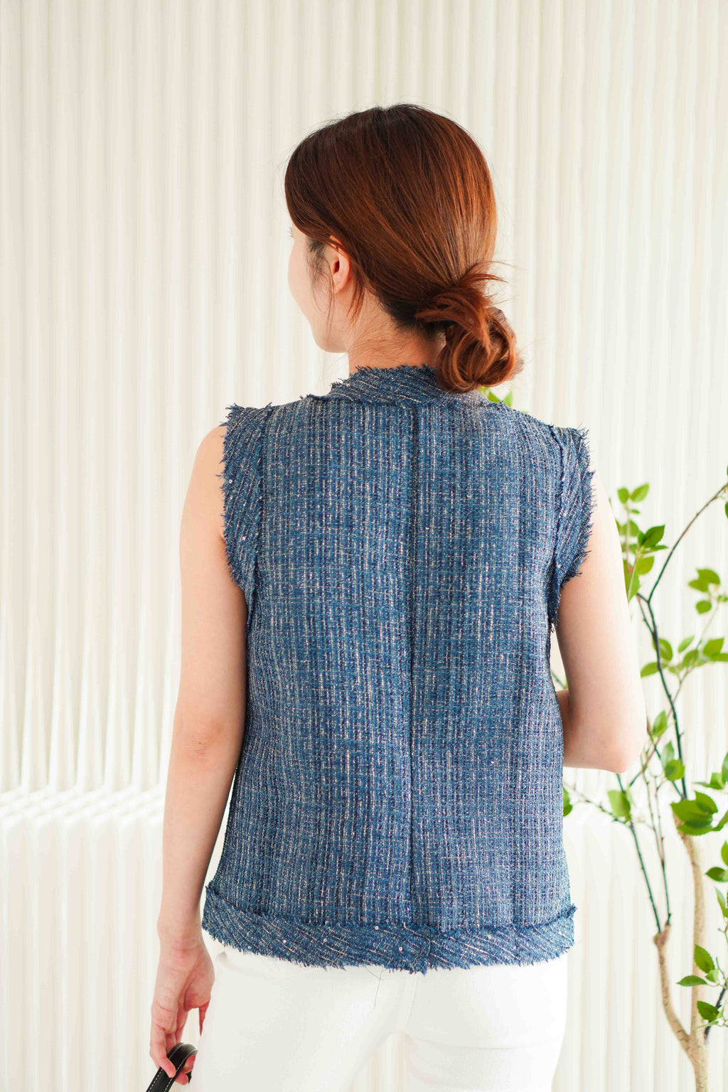 Nim Tweed Vest in Blue