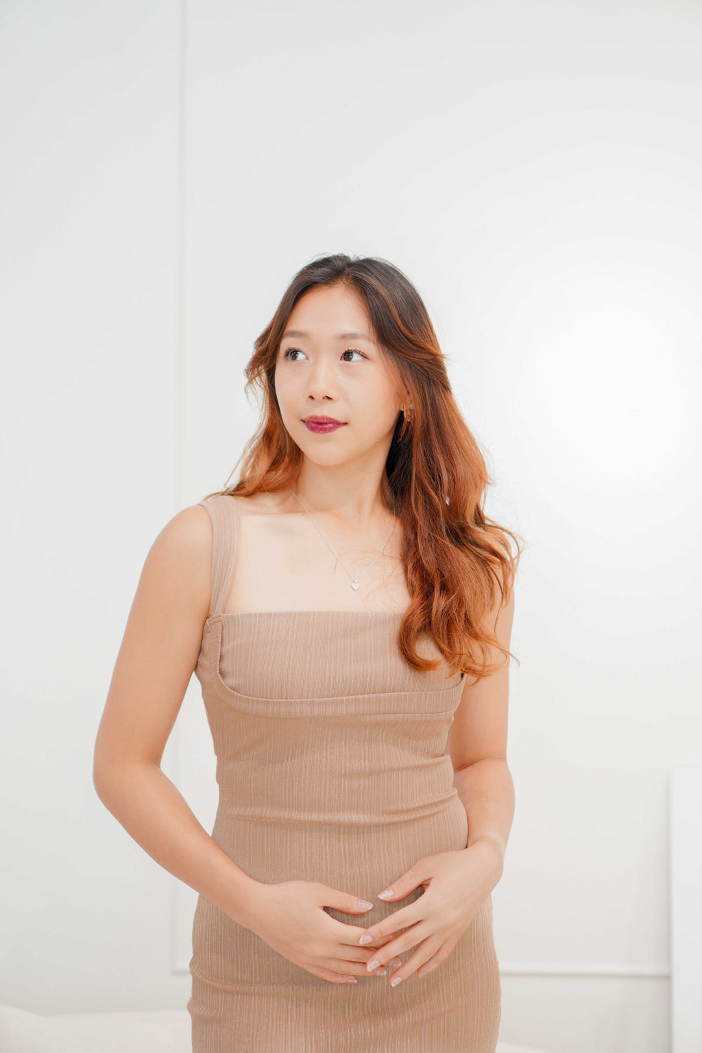 Kenlee Square Neck Bodycon Dress in Khaki