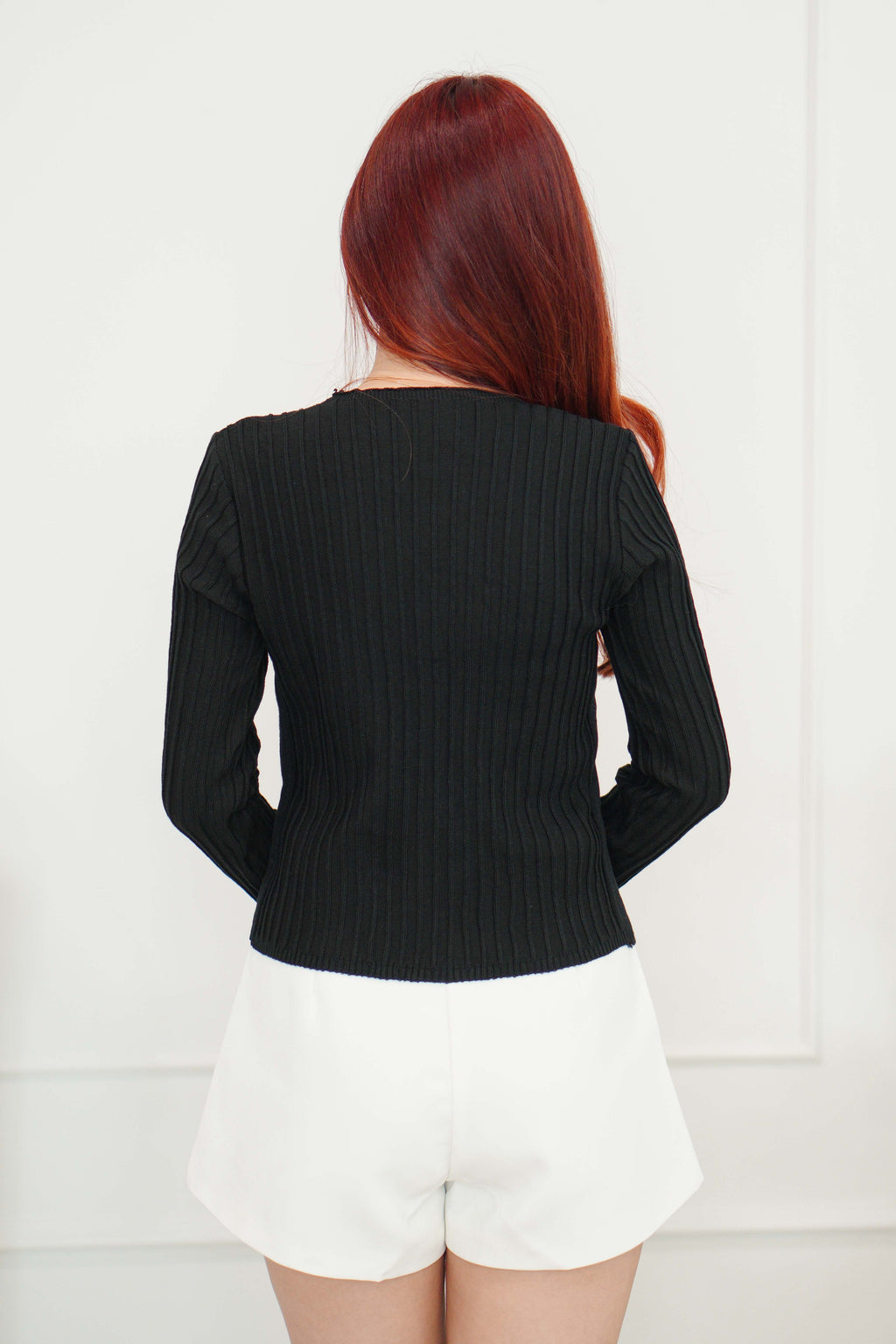 My Seoul Button Down Knit Cardigan Top in Black