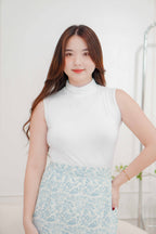 Seo High Neck Sleeveless Top in White