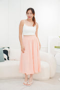 Angelus A-Line Satin Skirt in Peach Pink