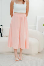 Angelus A-Line Satin Skirt in Peach Pink