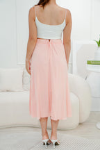 Angelus A-Line Satin Skirt in Peach Pink