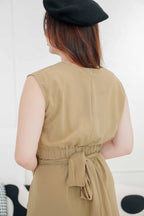 Yunji Self Wrap Dress in Brown