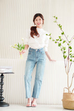 Minseo Long Sleeve Blouse Top in White