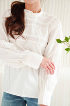 Minseo Long Sleeve Blouse Top in White