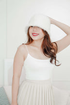 (BACKORDER) Furry Bucket Hat in White