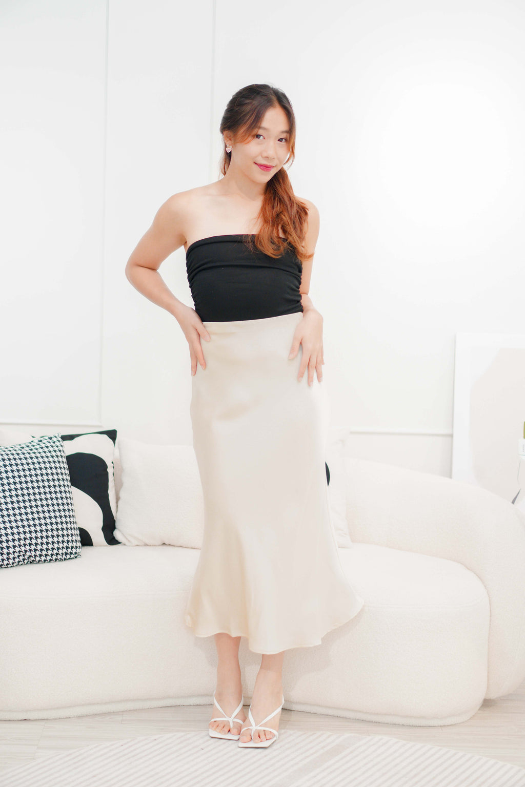 With Faith Satin Skirt in Cream