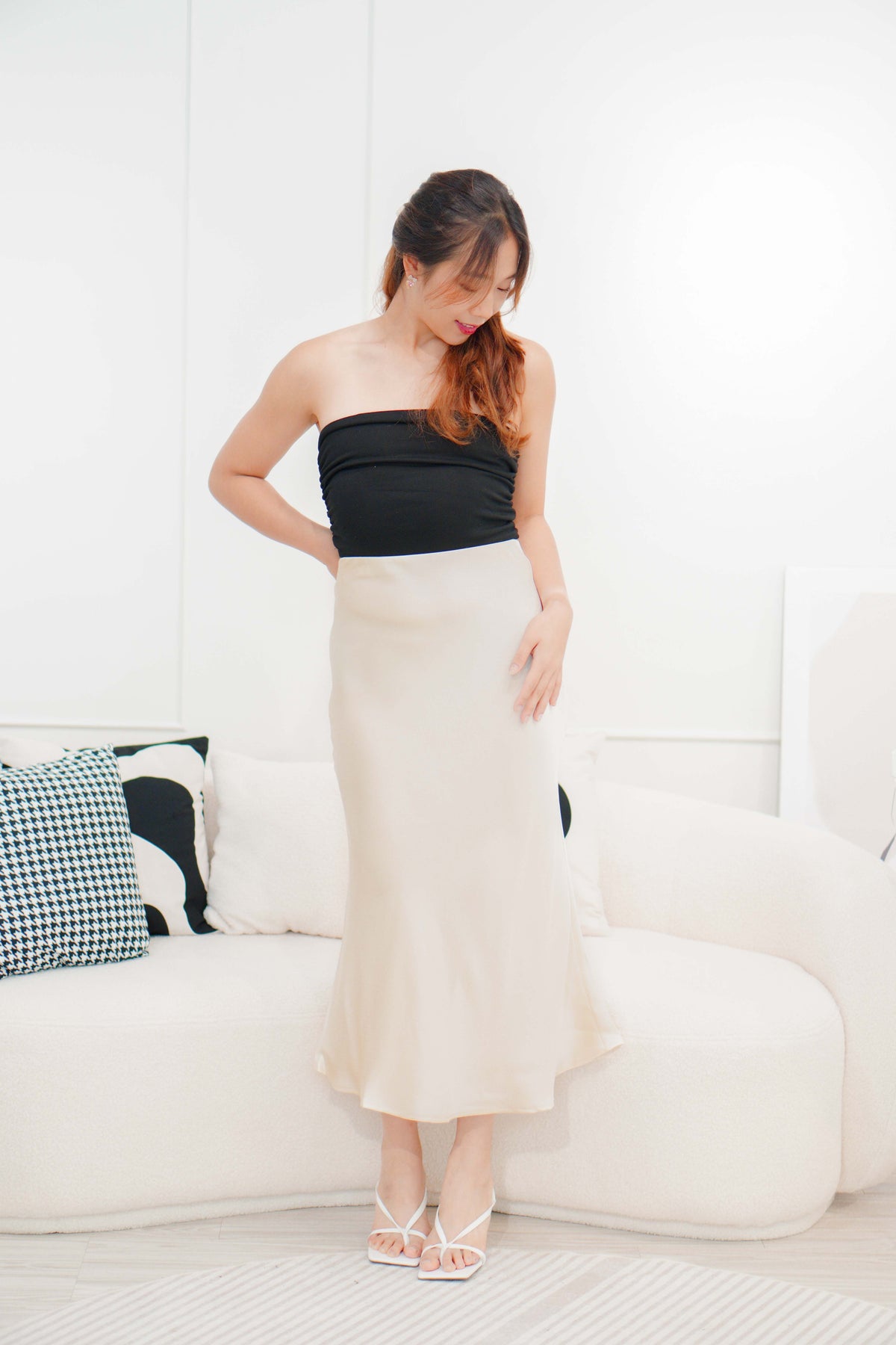 With Faith Satin Skirt in Cream