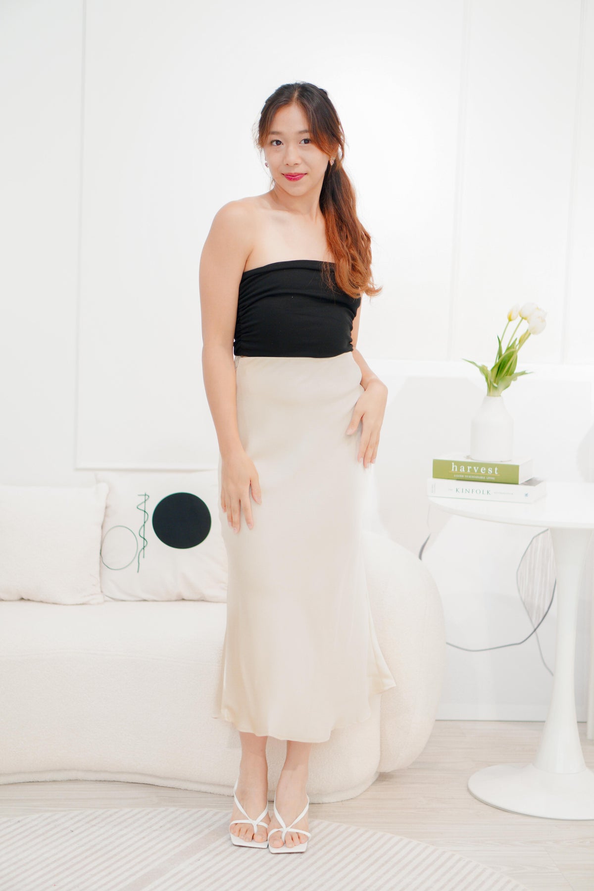 With Faith Satin Skirt in Cream