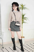 Vince Round Neck Knit Sweater in Khaki