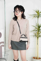 Vince Round Neck Knit Sweater in Khaki