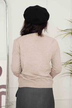 Vince Round Neck Knit Sweater in Khaki