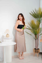 With Faith Satin Skirt in Khaki