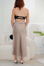 With Faith Satin Skirt in Khaki