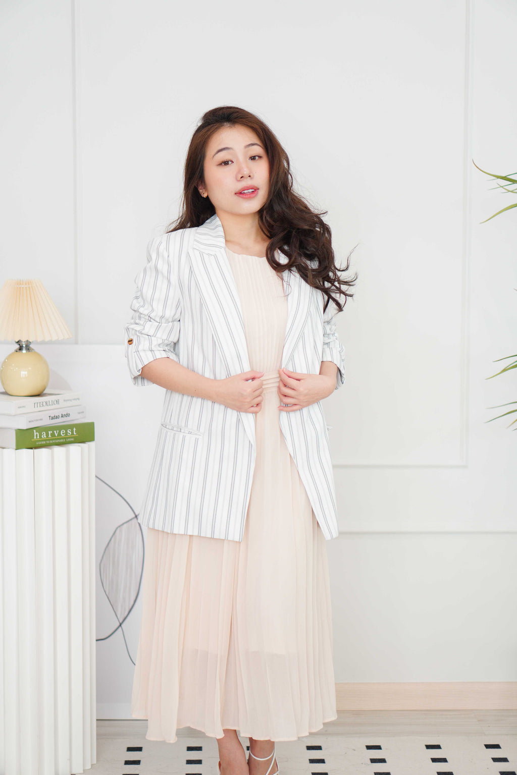 Brenda Stripes Blazer in White