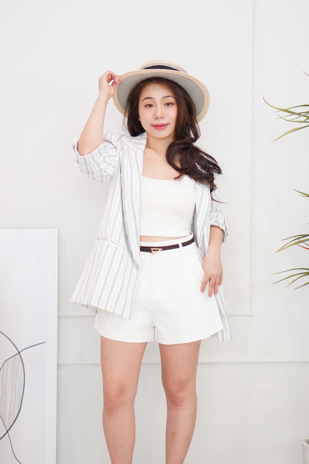 Brenda Stripes Blazer in White