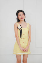 Poppy Tweed Mini Dress in Yellow