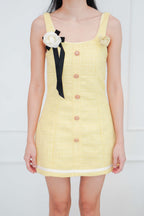Poppy Tweed Mini Dress in Yellow