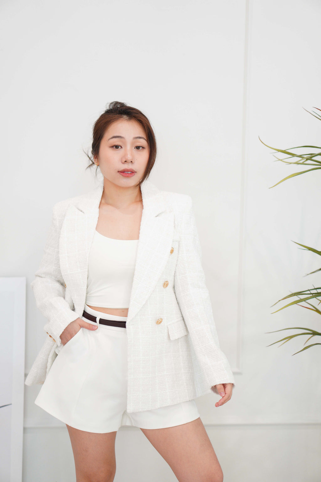 (Premium) Indira Tweed Blazer in White