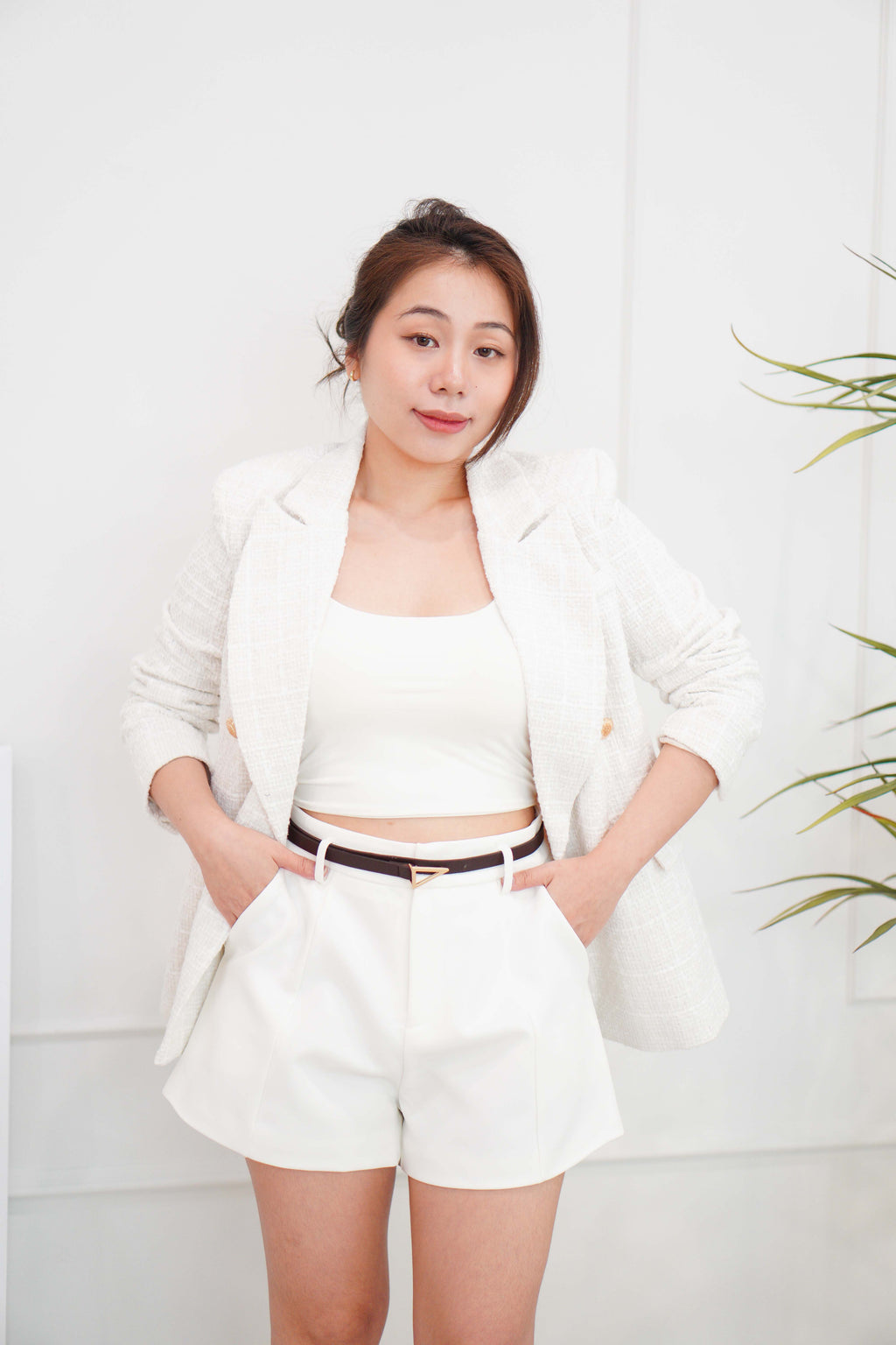(Premium) Indira Tweed Blazer in White