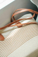 Dae Straw Large Tote Bag with Stripes