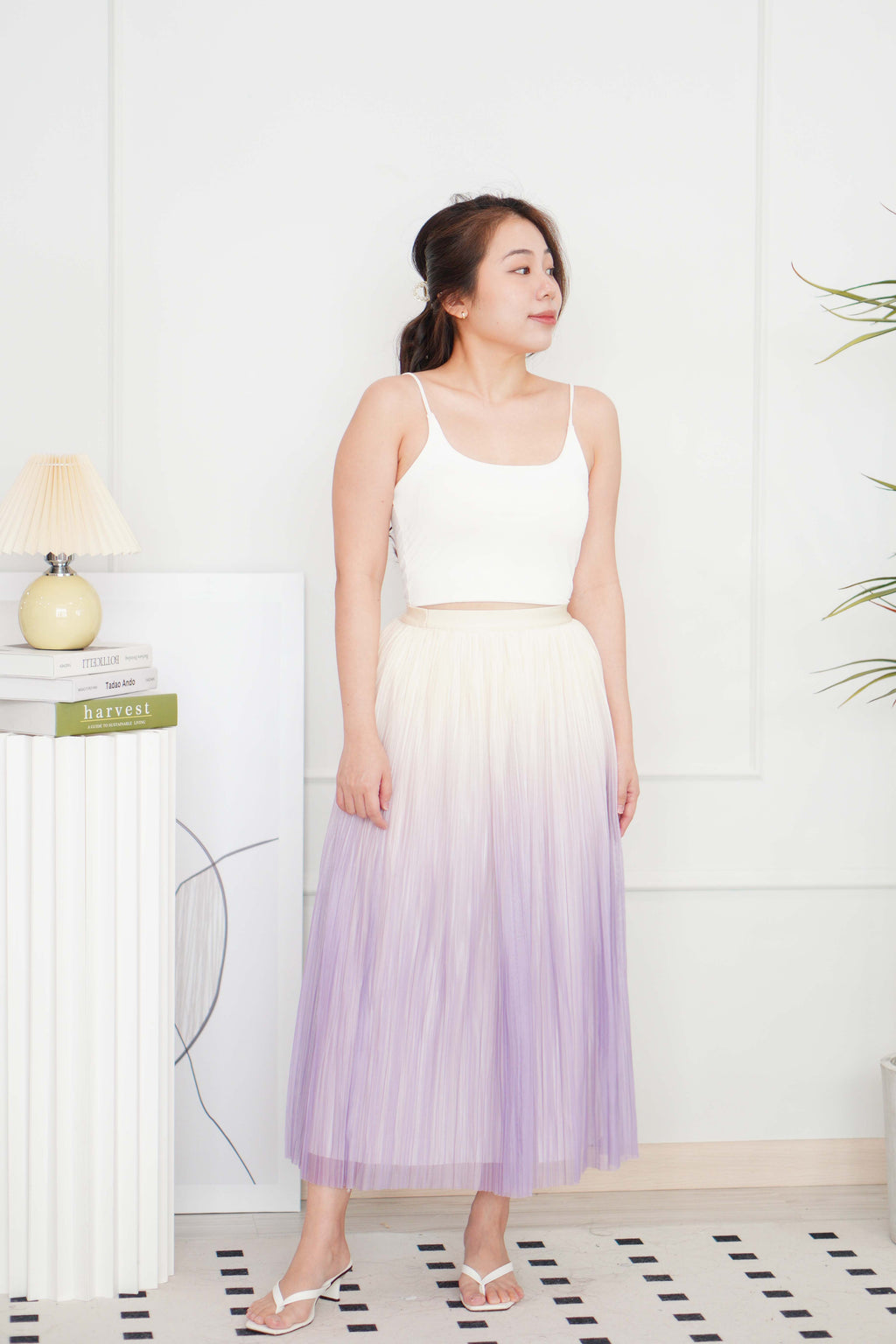 (BACKORDER) Portia Ombre Pleated Skirt in Purple