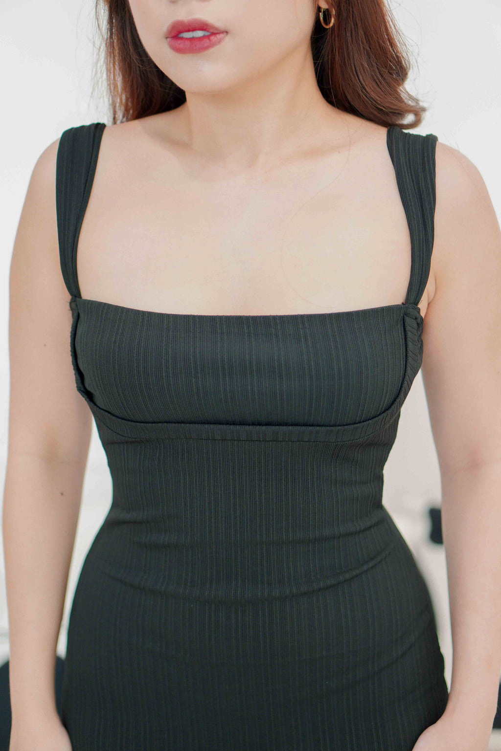 Kenlee Square Neck Bodycon Dress in Black
