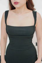 Kenlee Square Neck Bodycon Dress in Black