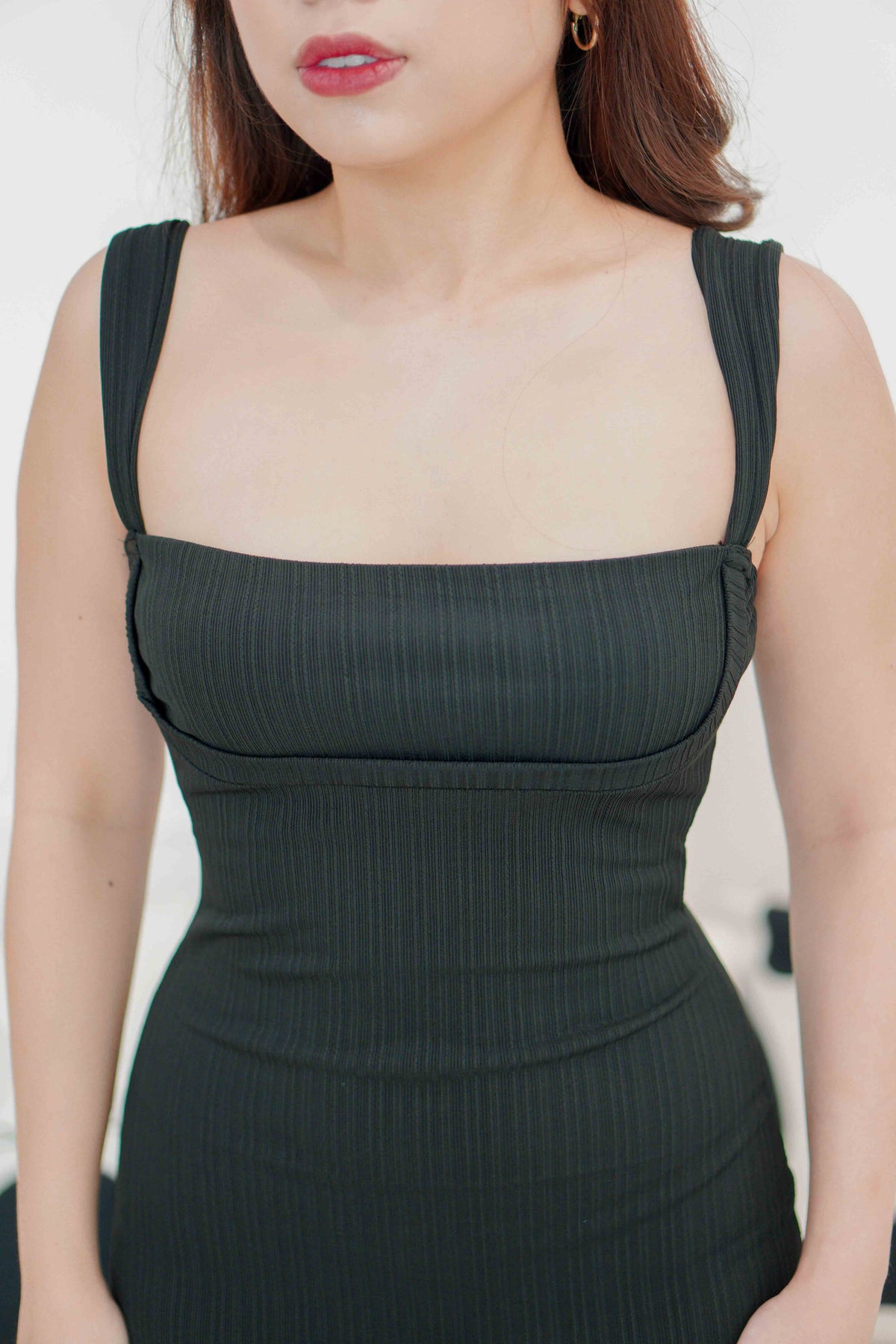 Kenlee Square Neck Bodycon Dress in Black