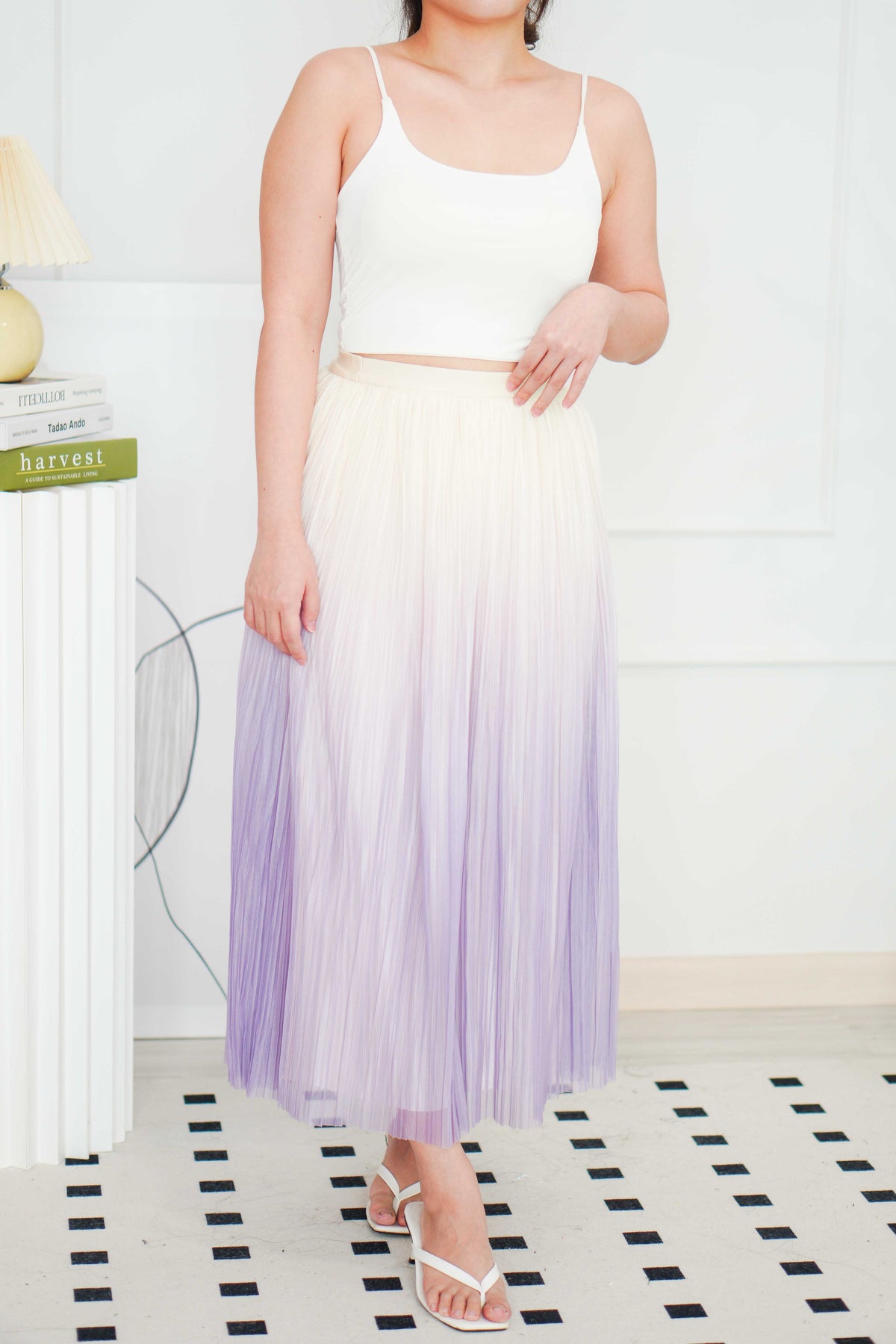 (BACKORDER) Portia Ombre Pleated Skirt in Purple