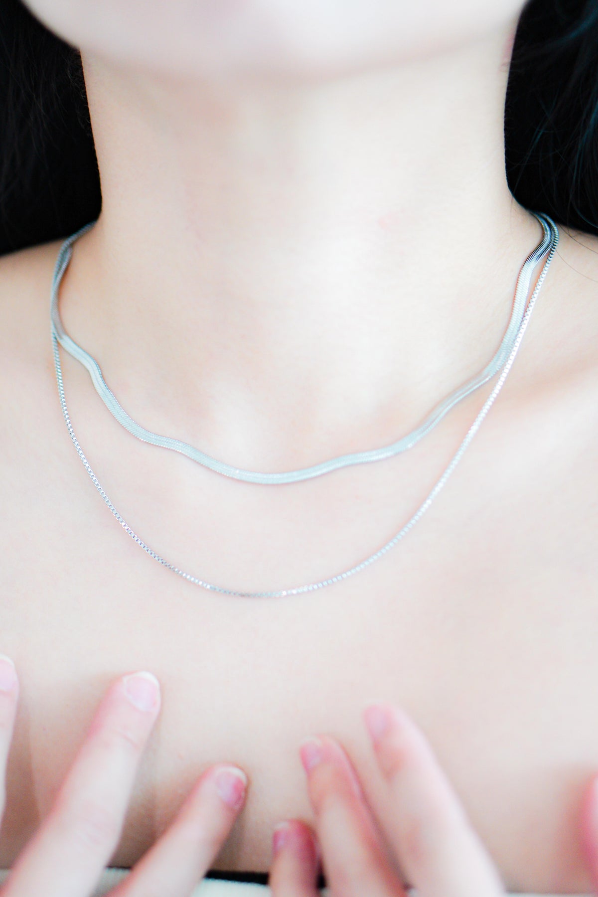 Layered Simple Chain Necklace in Silver