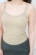 Lany Padded Round Neck Camisole Top in Khaki