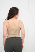 Lany Padded Round Neck Camisole Top in Khaki