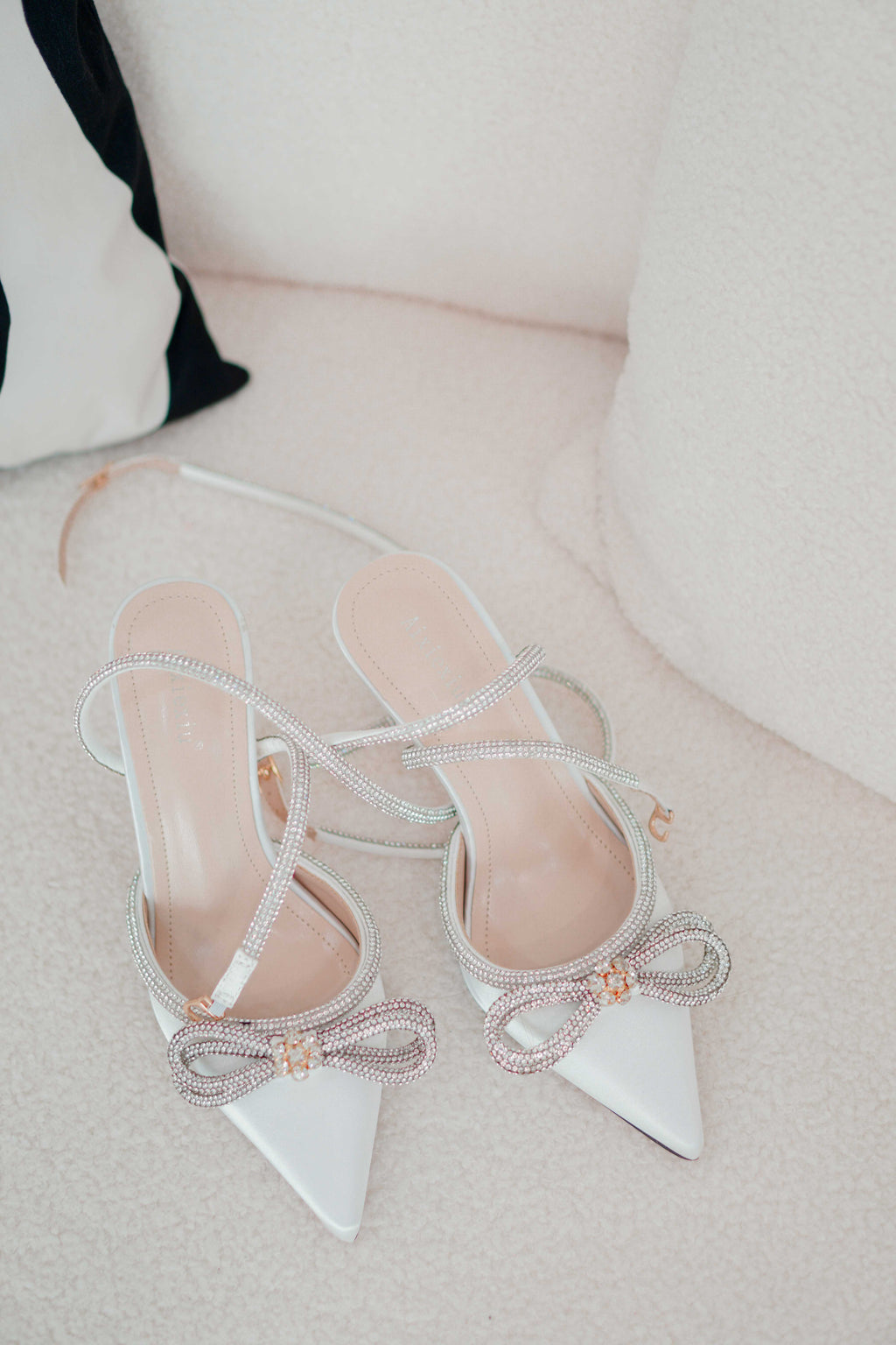 Crystal Ice Pointed Toe Heels in Silver White