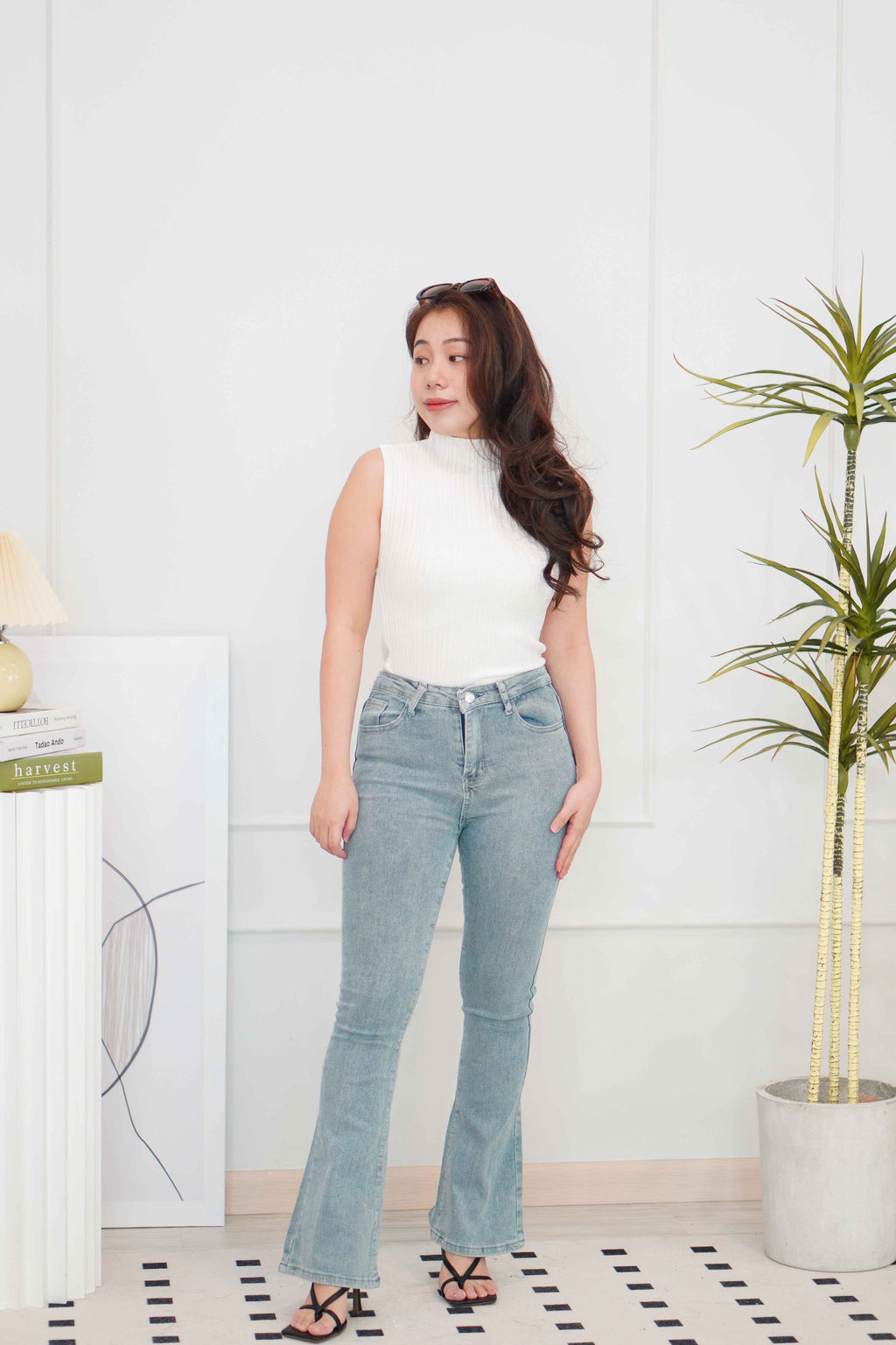 Sandro Bell Bottom Jeans in Light Blue