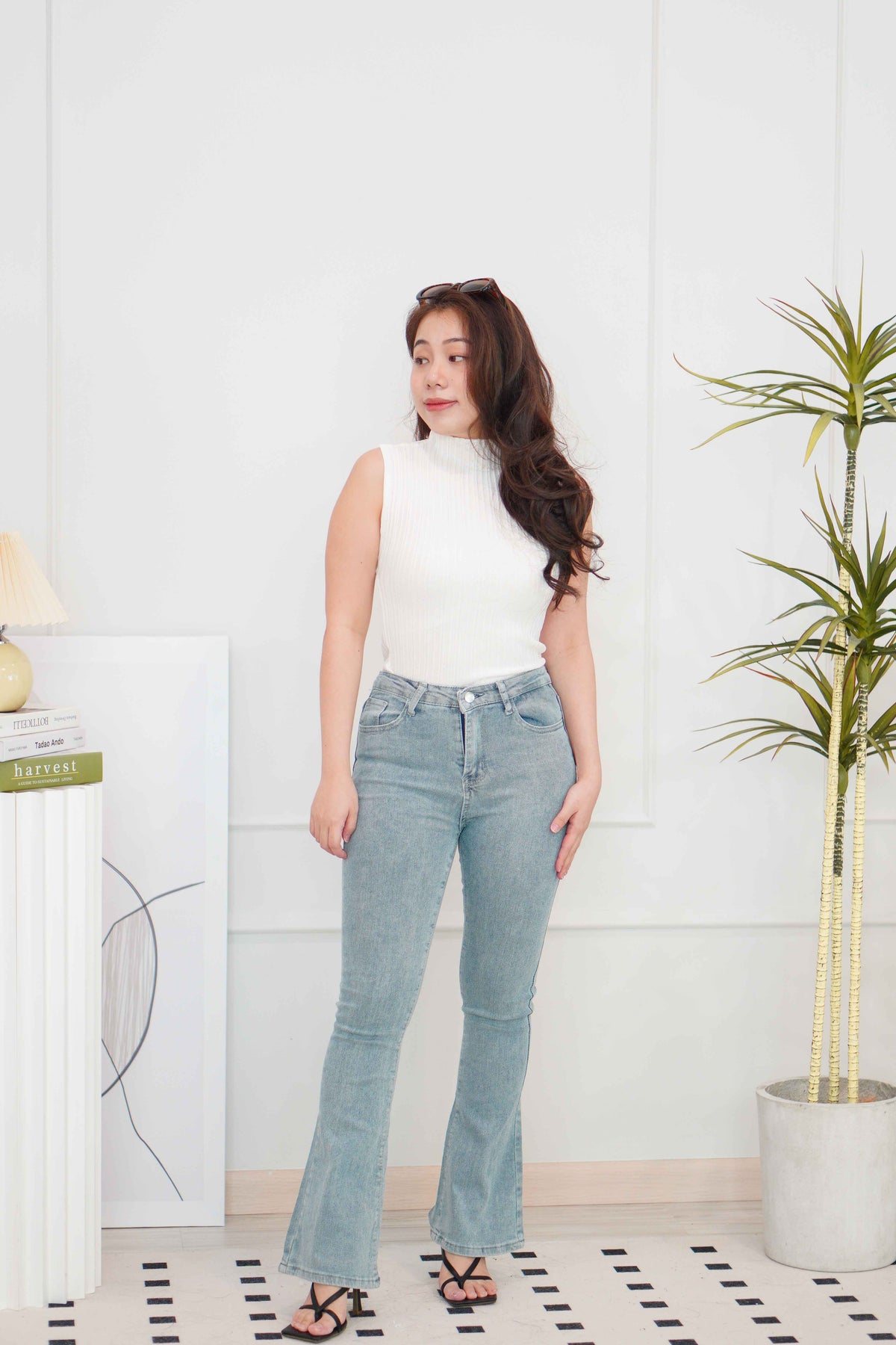 Sandro Bell Bottom Jeans in Light Blue