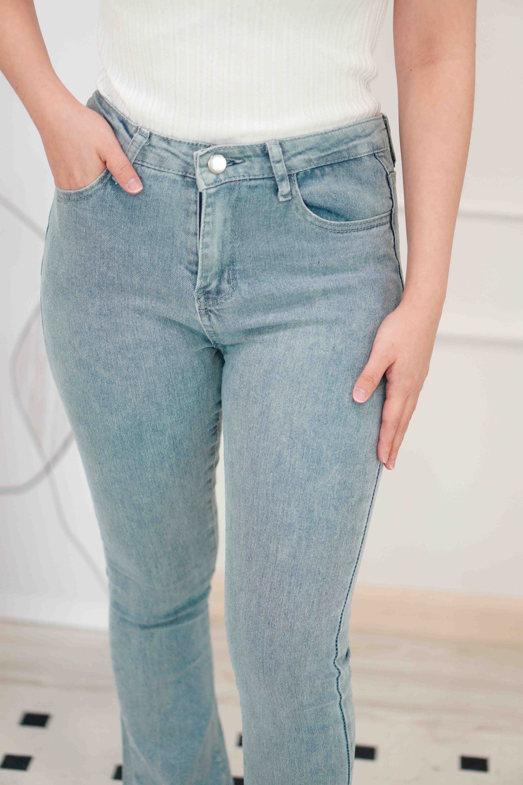 Sandro Bell Bottom Jeans in Light Blue