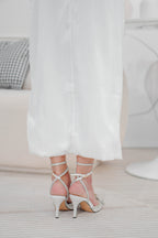 Crystal Ice Pointed Toe Heels in Silver White